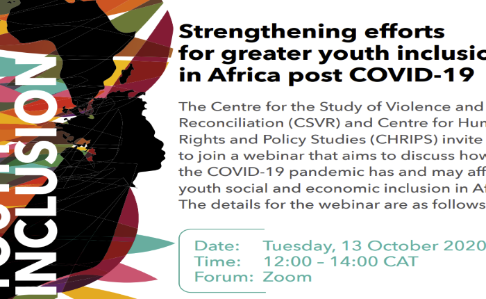 Webinaire «COVID-19 et inclusion sociale et économique des jeunes en Afrique», le 13 Octobre 2020